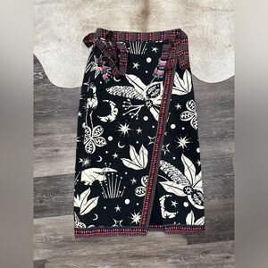 NWOT Farm Rio Cerrado Sky Quilted Wrap Skirt Rare Celestial Jungle XS Boho Folk